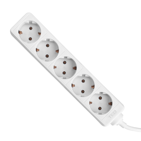 prelungitor 5 metri cu 5 schuko, cablu 3x 1.5mm, culoare alb, putere 3680w 16a, ted electric ted001887