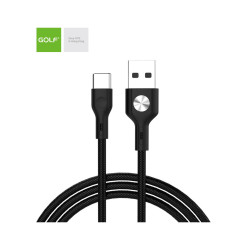 cablu incarcare usb tip-c leather, culoare negru, incarca cu 3a, golf 60t