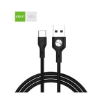 cablu incarcare usb tip-c leather, culoare negru, incarca cu 3a, golf 60t