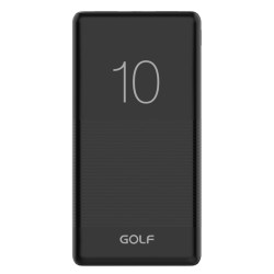 baterie externa powerbank negru 10000ma cu 2 iesiri usb 2.1a si 1a, port incarcare microusb, golf g80