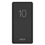 baterie externa powerbank negru 10000ma cu 2 iesiri usb 2.1a si 1a, port incarcare microusb, golf g80