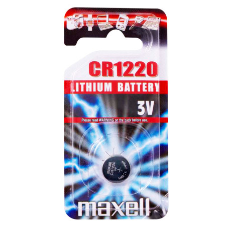 baterie litiu 3v cr1220 36mah, dimensiuni 12 x 20 mm maxell blister 1