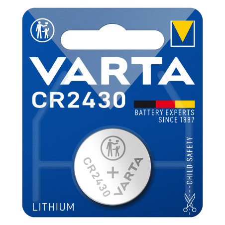 baterie litiu 3v cr2430 300mah, dimensiuni 24 x 30 mm varta blister 1