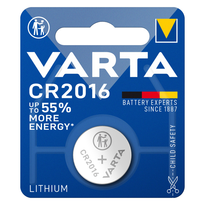 baterie litiu 3v cr2016 90mah, dimensiuni 20 x 1.6 mm varta blister 1 baterie litiu 3v cr2016 90mah, dimensiuni 20 x 1.6 mm varta blister 1