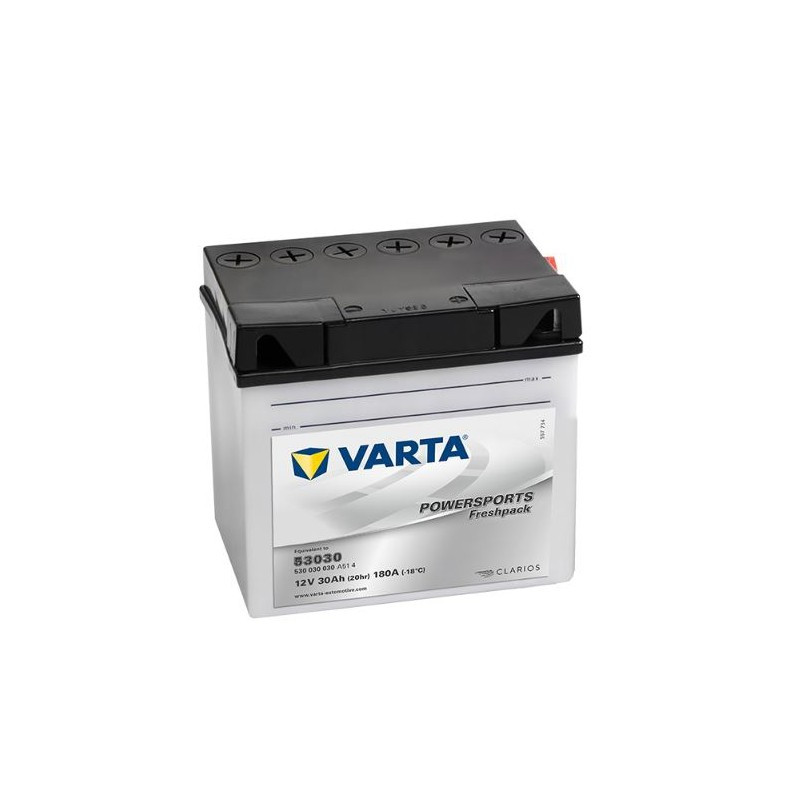 baterie moto 12v 30ah, pornire 300a, dimensiuni 186 x 130 x 171 mm varta freshpack borna+ dreapta 530030030 53030