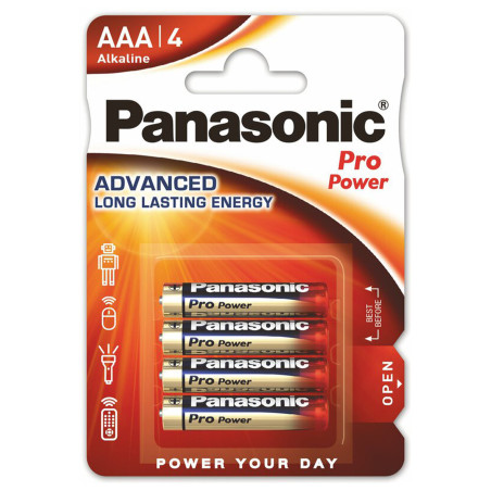 baterii alcaline aaa lr3 1.5v panasonic pro power blister 4