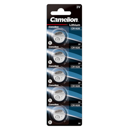 baterie litiu 3v cr1620 90mah, dimensiuni 16 x 20 mm camelion blister 5