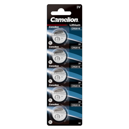 baterie litiu 3v cr2016 75mah, dimensiuni 20 x 1.6 mm camelion blister 5
