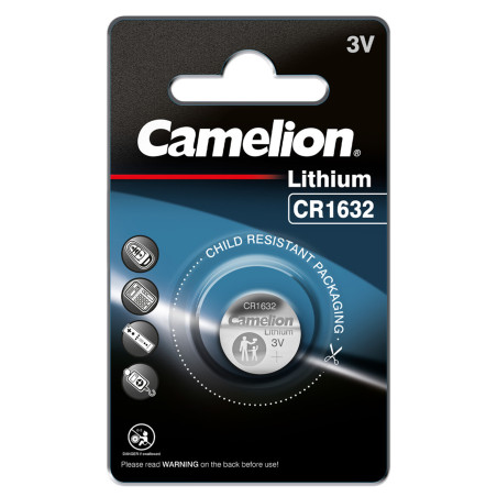 baterie litiu 3v cr1632 120mah, dimensiuni 16 x 3.2 mm camelion blister 5