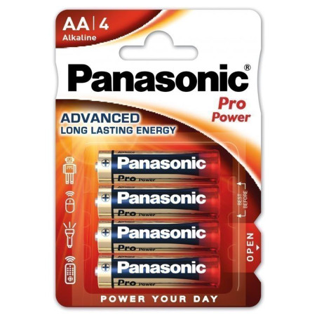 baterii alcaline aa lr6 1.5v panasonic pro power blister 4