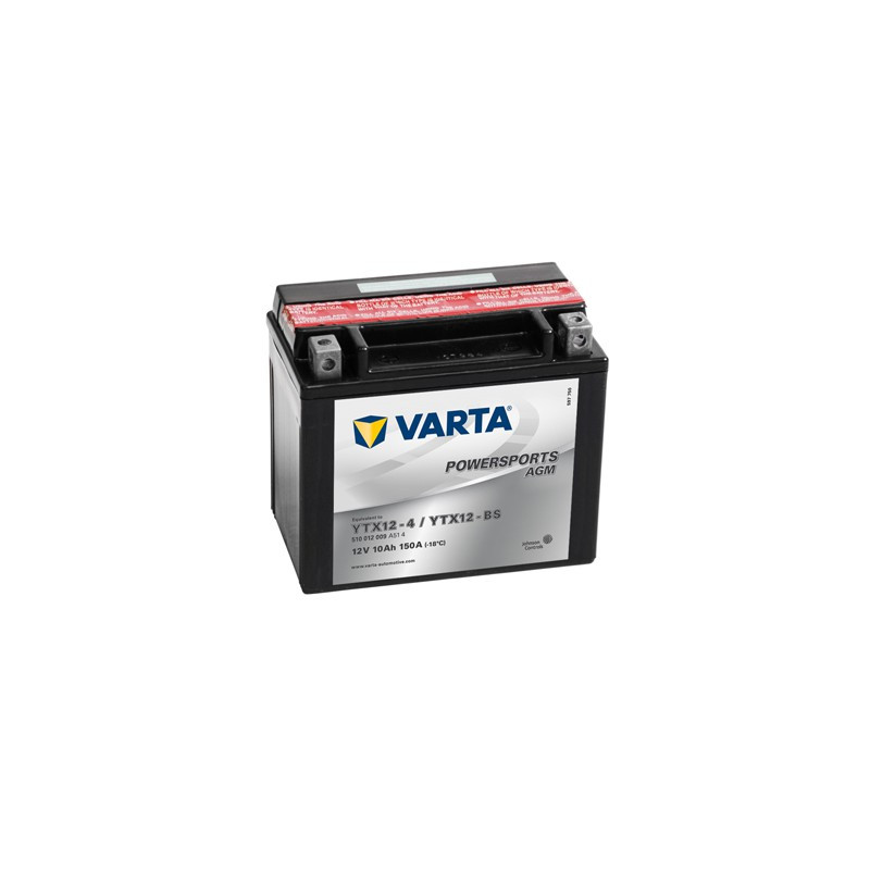baterie moto 12v 10ah, pornire 150a, dimensiuni 152 x 88 x 131 mm varta agm borna+ stanga 510012009