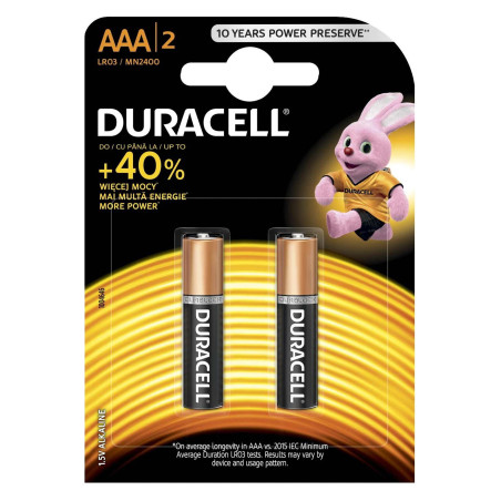 baterii alcaline aaa lr3 1.5v duracell blister 2