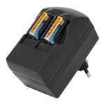 incarcator litiu-ion compatibil 3v cr123a cr2 cu acumulatori inclusi capacitate 500ma si descarcare 2.5ah
