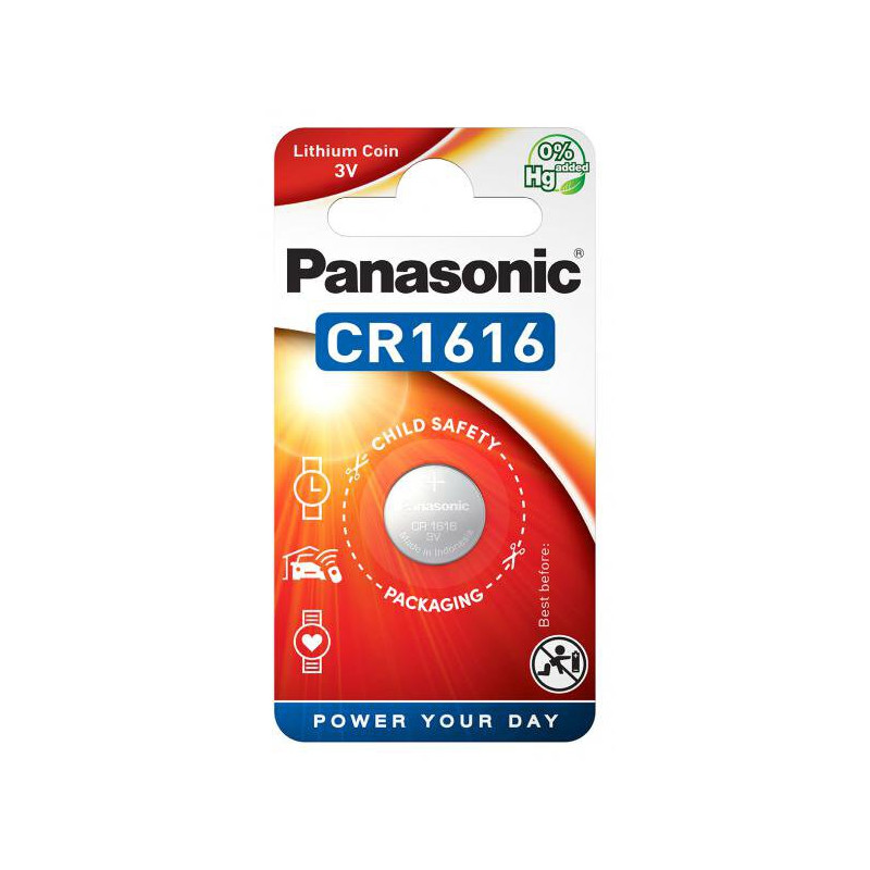 baterie litiu 3v cr1616 90mah, dimensiuni 16 x 1.6 mm panasonic blister 1