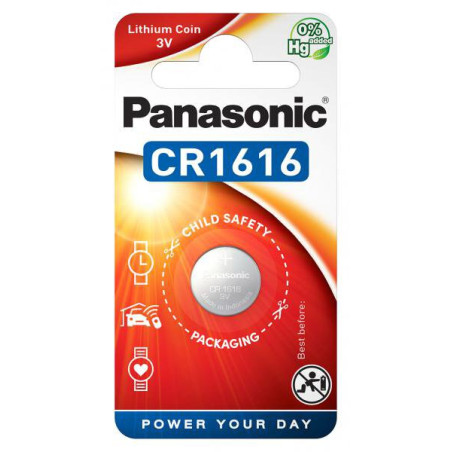 baterie litiu 3v cr1616 90mah, dimensiuni 16 x 1.6 mm panasonic blister 1