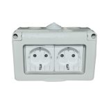 priza dubla pt schuko antigron cu capac mod ip55 spn1302