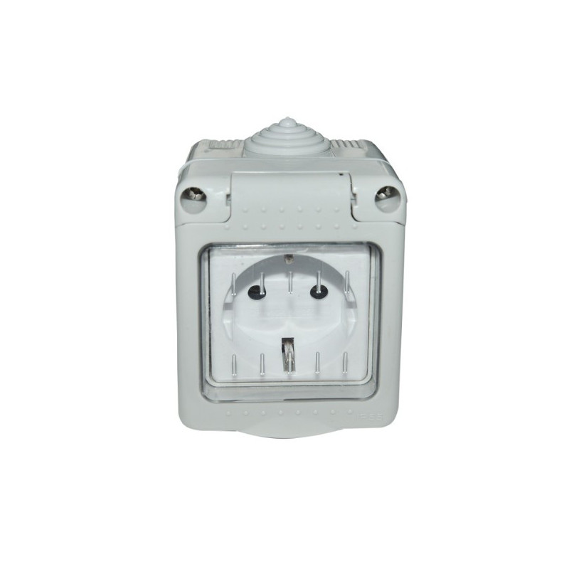 priza simpla pt schuko antigron cu capac mod ip55 spn1301