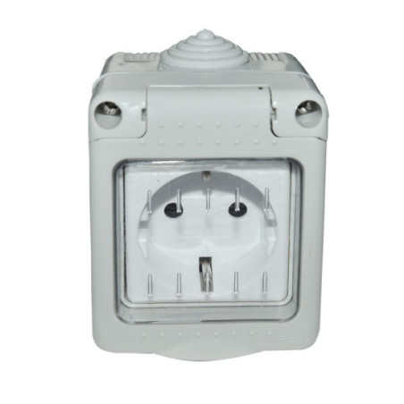 priza simpla pt schuko antigron cu capac mod ip55 spn1301
