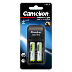 incarcator baterii reincarcabile, include 2x aaa lr3 800mah, incarcare individuala in 12h, camelion bc-1001a
