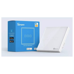 intrerupator inteligent cu touch sonoff t2 eu tx, wireless + rf 433, 3 canale, compatibil ios/android, amazon alexa/google assis