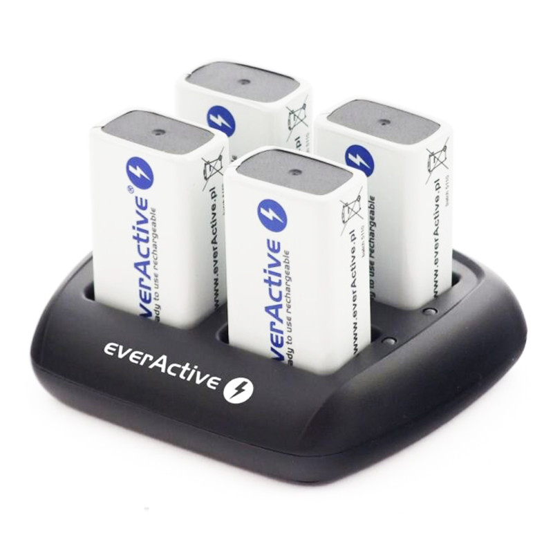 incarcator baterii reincarcabile, fara acumulatori, cu 4 canale de incarcare individuala pentru acumulatori 9v 6lr61 6lf22, ever
