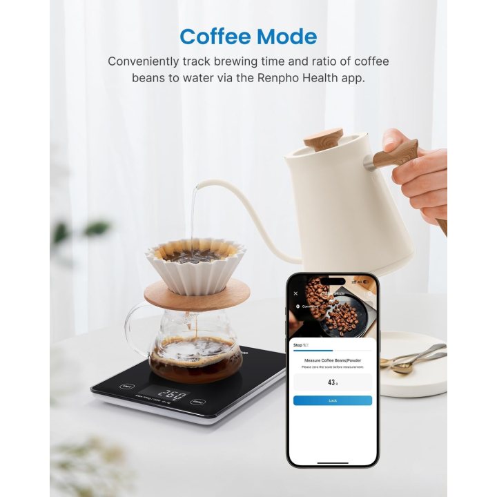 cantar smart digital nutritional de bucatarie renpho r-t001 ,   bluetooth, calorii, dieta si fitness, compatibil apple health, f