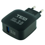 alimentator incarcator de la retea la 1x usb 3.0a 18w negru fast charge, ted electric ted500086 alimentator incarcator de la retea la 1x usb 3.0a 18w negru fast charge, ted electric ted500086