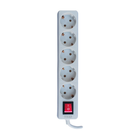 prelungitor 5 metri cu 5 schuko, cablu 3x 1.5mm, culoare alb, putere 3680w 16a, ted electric ted003850