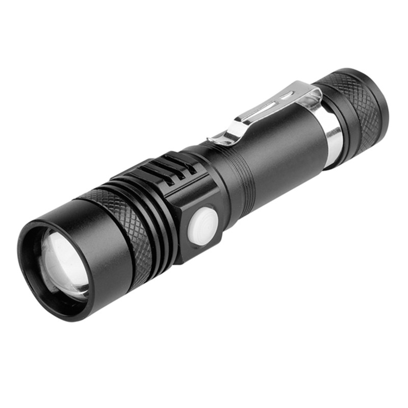 lanterna cu acumulator litiu l18650x1 metal led zoom + inc.220v + cablu micro usb fl-95 ted003874