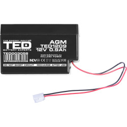 acumulator agm vrla 12v 0,9ah dimensiuni 6 x 25 x 62 mm cu fir - ted003058 (40)