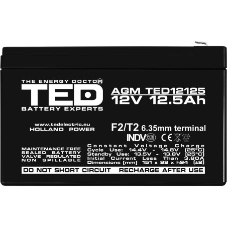 acumulator agm vrla 12v 12,5ah dimensiuni 151 x 98 x 94 mm f2 - ted002754 (4)