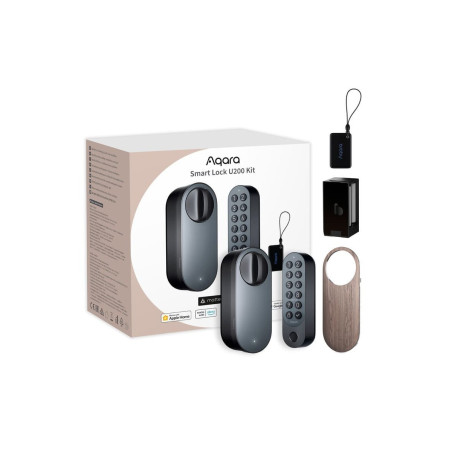 resigilat incuietoare / yala inteligenta aqara u200 kit, neagra, apple homekit