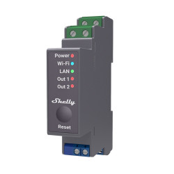 resigilat releu inteligent shelly pro 2 - 2canale, wifi, lan, sina din, control aplicatie, compatibil amazon alexa, google assis