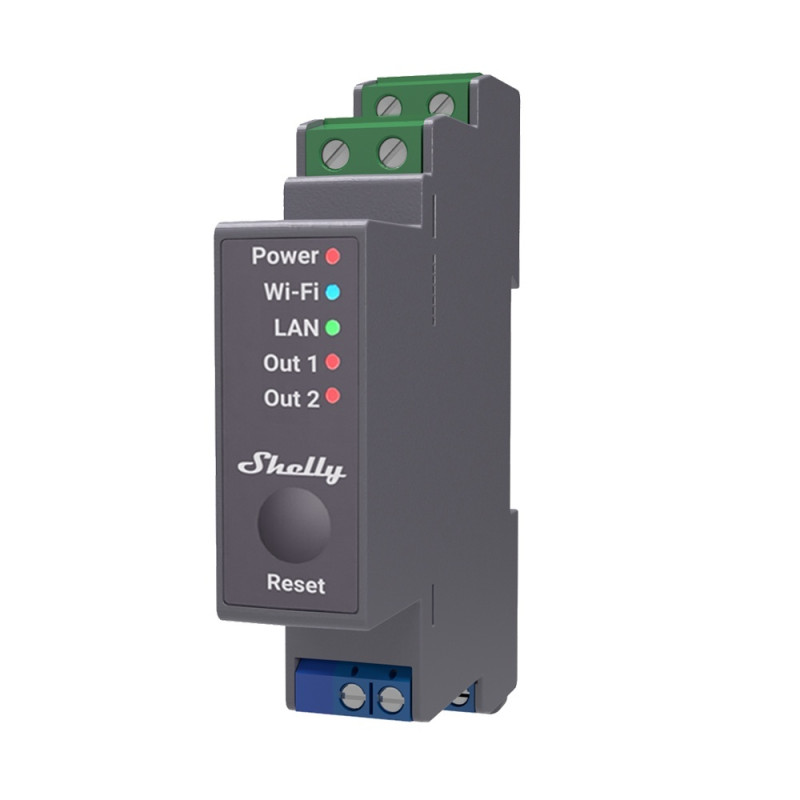 resigilat releu inteligent shelly pro 2 - 2canale, wifi, lan, sina din, control aplicatie, compatibil amazon alexa, google assis