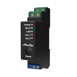 resigilat releu inteligent shelly pro 2pm - 2 canale cu contor de energie, wifi, lan, sina din, control aplicatie, compatibil am