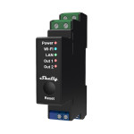 resigilat releu inteligent shelly pro 2pm - 2 canale cu contor de energie, wifi, lan, sina din, control aplicatie, compatibil am