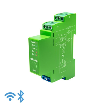 resigilat releu inteligent shelly pro dimmer 2pm, 2 canale, monitorizare consum, functie de dimming -