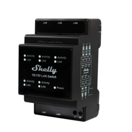 resigilat shelly lan switch, cu 5 porturi, 10/100mbps, compatibil sina din