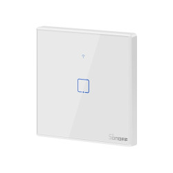 resigilat intrerupator inteligent simplu cu touch sonoff t2eu1c tx, wi-fi, compatibil amazon alexa si google assistant, sticla, 