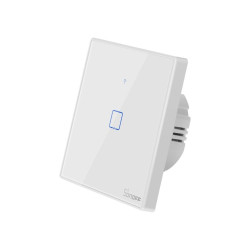 resigilat intrerupator inteligent simplu cu touch sonoff t2eu1c tx, wi-fi, compatibil amazon alexa si google assistant, sticla, 