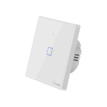resigilat intrerupator inteligent simplu cu touch sonoff t2eu1c tx, wi-fi, compatibil amazon alexa si google assistant, sticla, 