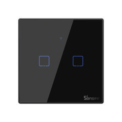 resigilat intrerupator inteligent cu touch sonoff t3 eu tx, wireless + rf 433, 2 canale, compatibil ios/android, amazon alexa/go