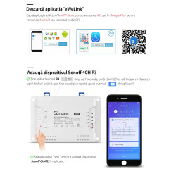 resigilat releu wireless wi-fi 4 canale sonoff 4ch r3