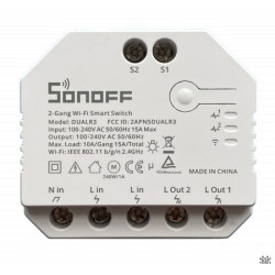 resigilat releu inteligent sonoff dual r3, wireless, 2 canale, alb