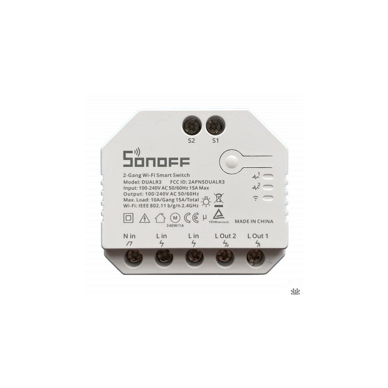 resigilat releu inteligent sonoff dual r3, wireless, 2 canale, alb