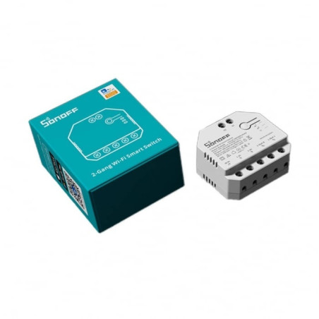resigilat releu inteligent sonoff dual r3, wireless, 2 canale, alb