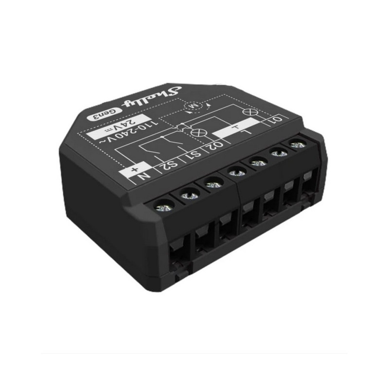 resigilat releu inteligent shelly 2pm gen3, 2 canale, monitorizare consum, wifi, bluetooth, 2x10a