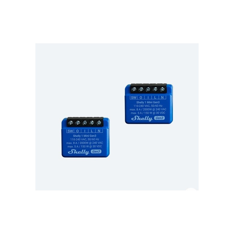 resigilat pachet de 2 relee shelly mini 1 gen3, 1 canal, 8a