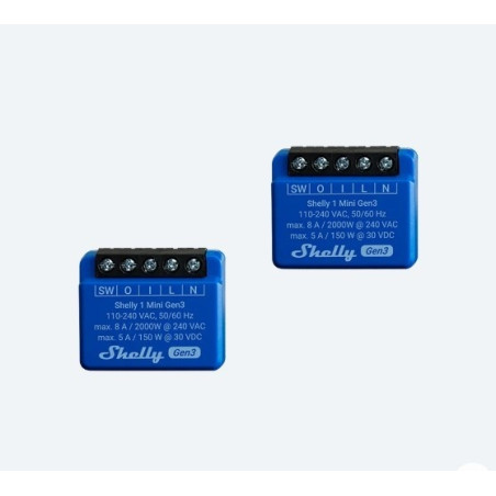 resigilat pachet de 2 relee shelly mini 1 gen3, 1 canal, 8a