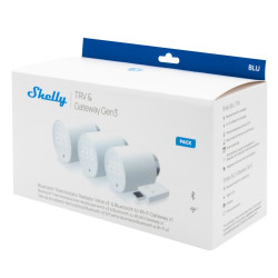 resigilat pachet de 3 valve termostatice pentru calorifer shelly blu trv, cu hub bluetooth inclus in pachet